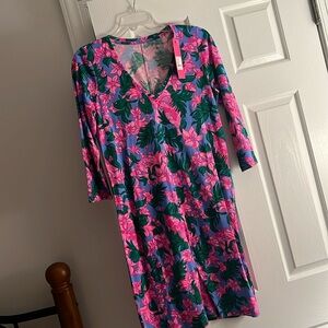 Lilly Pulitzerr Tessa 3/4 sleeve v neck Cerise pink safari sunset size Small NWT